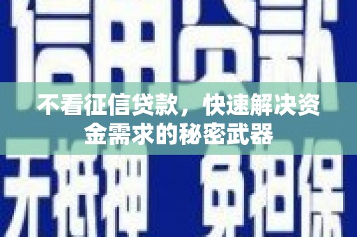 临潼不看征信贷款，快速解决资金需求的秘密武器